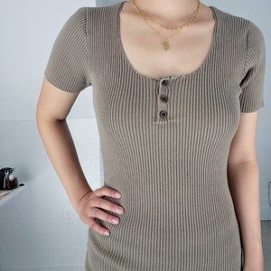 Urban Outfitter Knit Moss Green Bodycon Dress (Stretch/Soft, M)